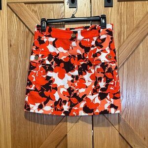 MICHAEL Michael Kors Red and Black Floral Mini Skirt